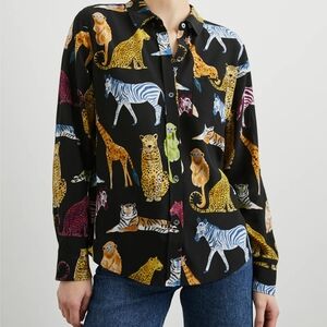 NWT Rails Kate Silk Animal Print Button-Up Shirt size XS